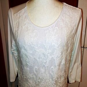 Magnolia Lane White Lace Overlay Top M
